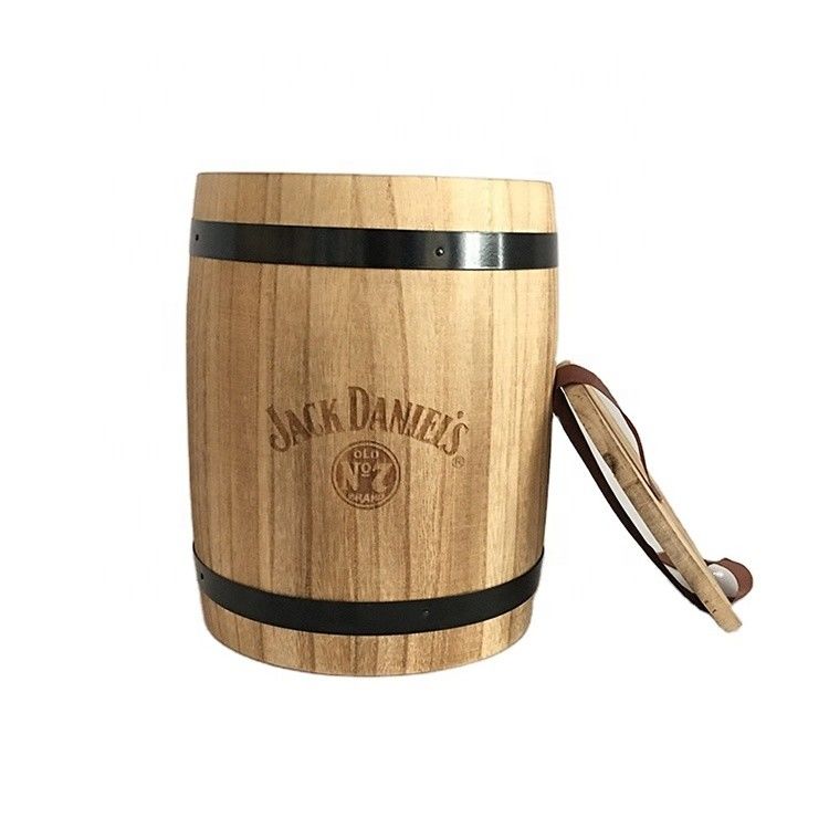 Houten koffievat in gewone kleur voor bulkverkoop D15 x H18.8cm Branddrukontwerp