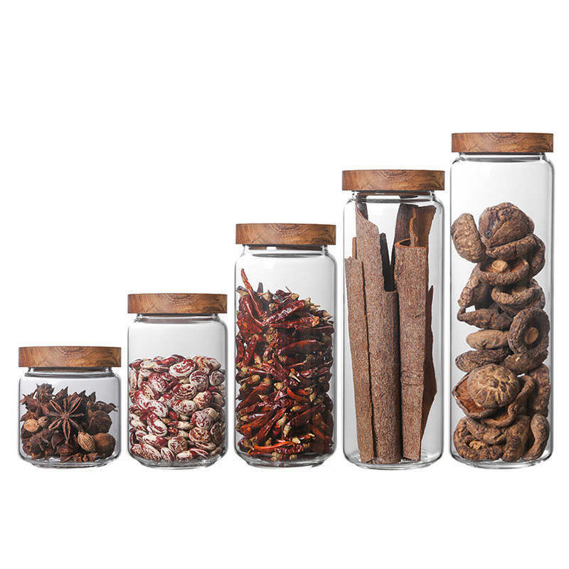 Acacia-dekselglascontainers voor voedselopslagoplossingen
