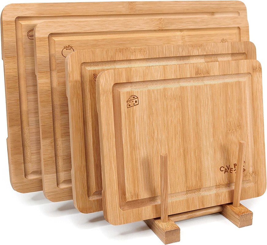 11" x 8" Aruba Beech Bamboe Hout Slager Block Hoochbord Set voor Outdoor Camping