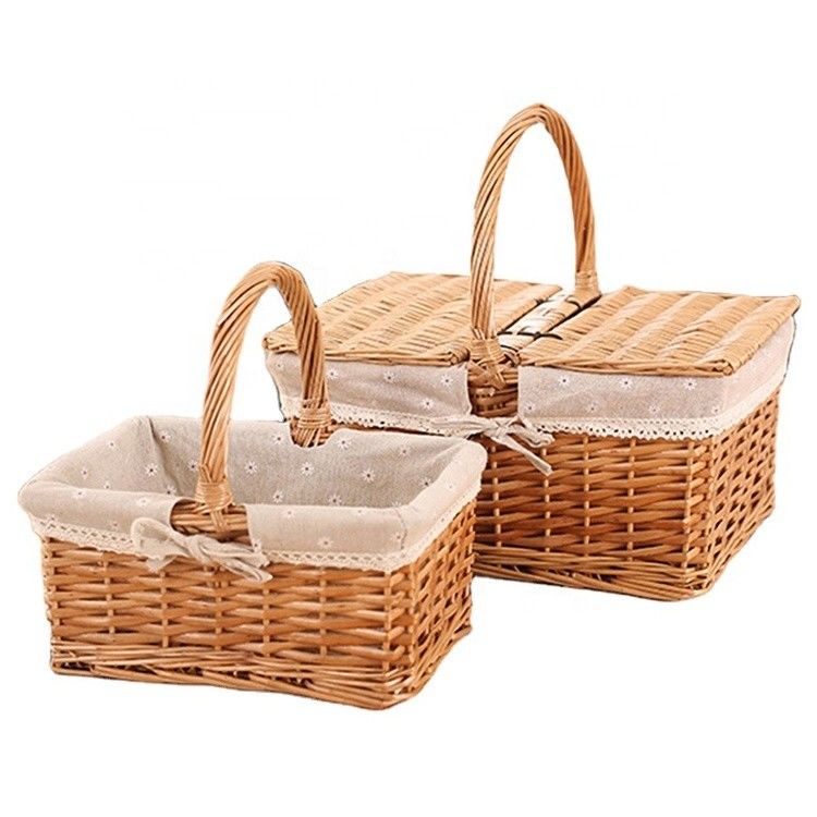 Rural Wind Handgeweven Cube Wicker Garden Picnic Storage Baskets met handvat 30x20x15cm