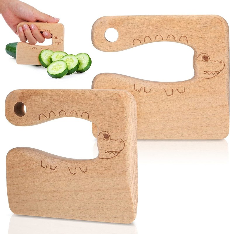 OEM houten kindermes voor het koken schattig vis Dinosaurus vorm Keuken speelgoed groente cutter