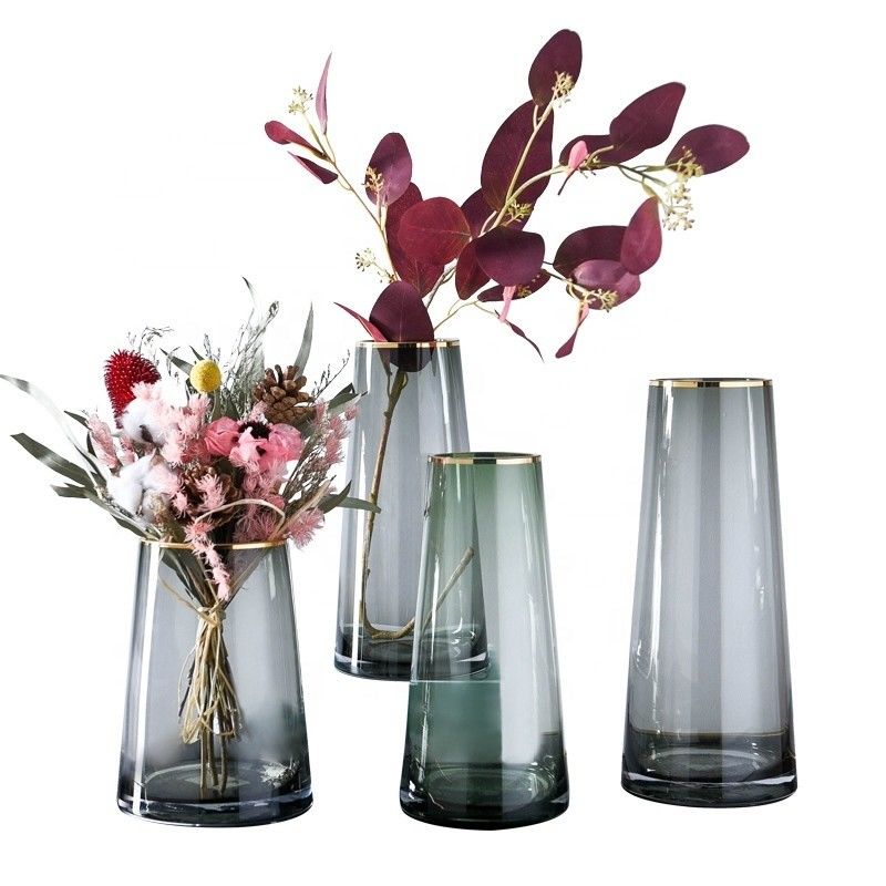 Moderne stijl groene glazen vaas op maat Pure kleur Home decoratie voor de verjaardag