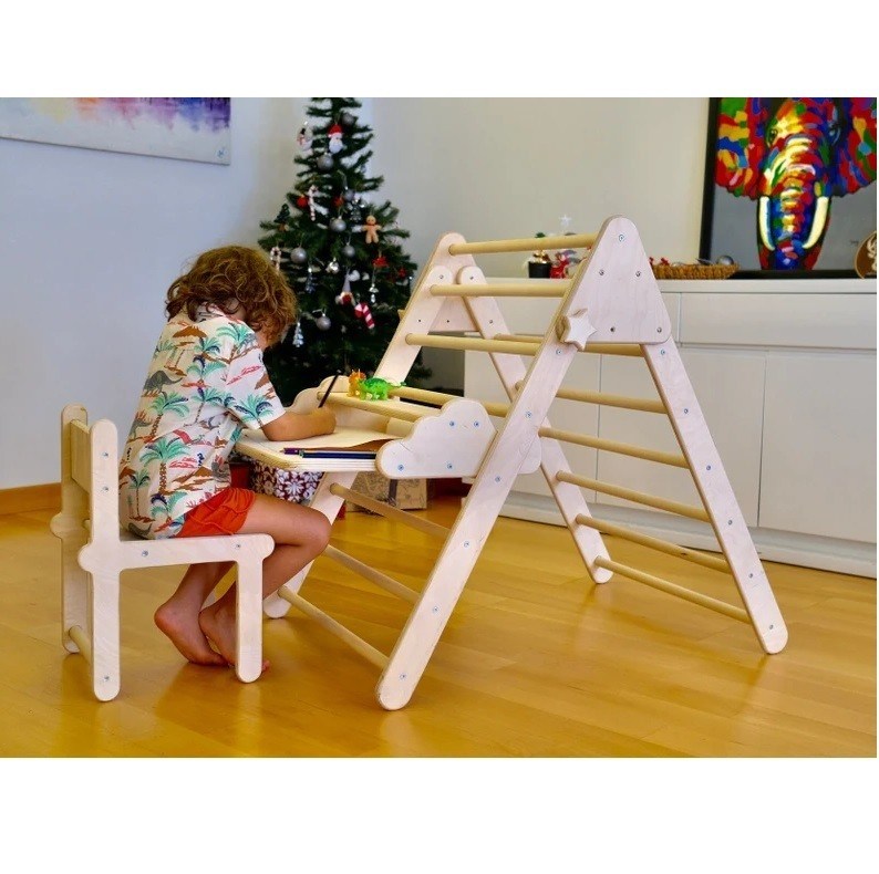 Gepersonaliseerde Indoor Fitness Houten klimtriangle set voor kinderen Montessori speeltuin