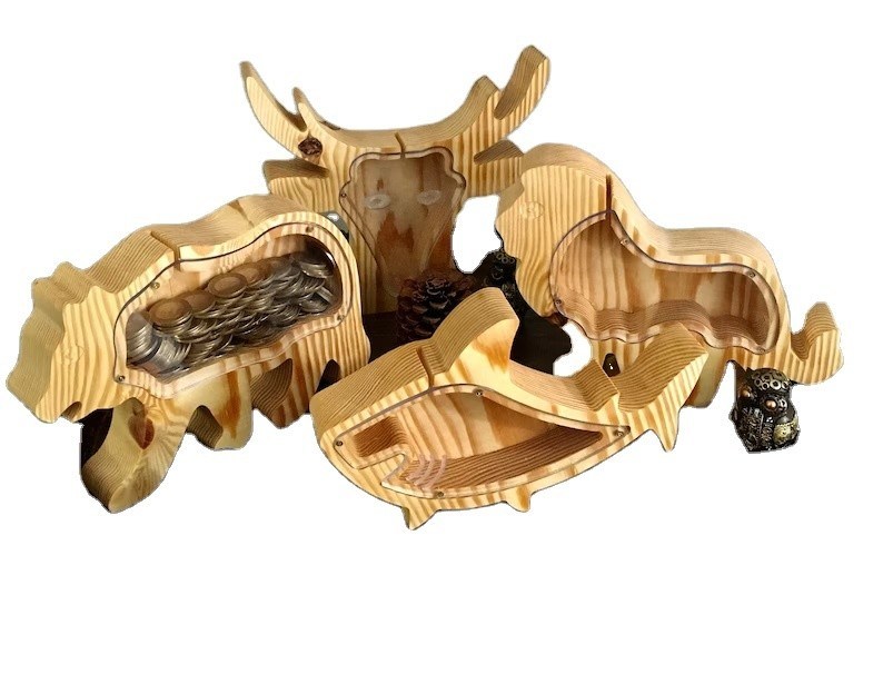 Kindersgeschenk Houten dier Piggy Bank Gepersonaliseerde en gelakte kerstverrassing