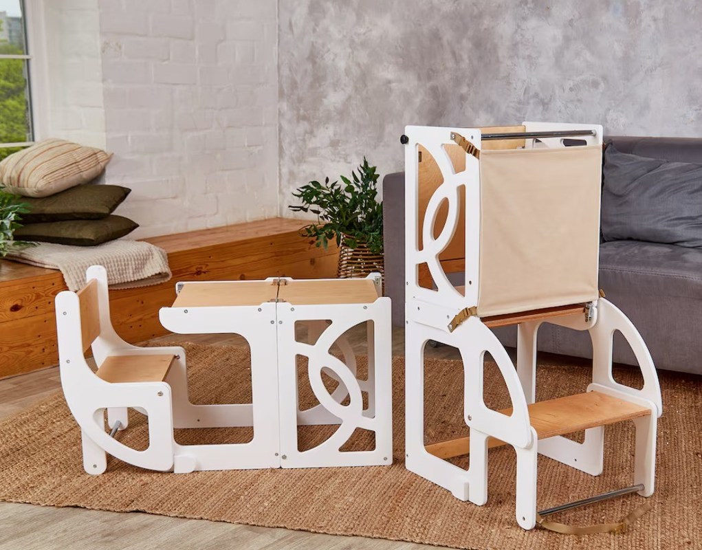 7 in 1 Cabriolet Kleuter Tafel met rugleuning Verbeteren van het leren en keuken plezier