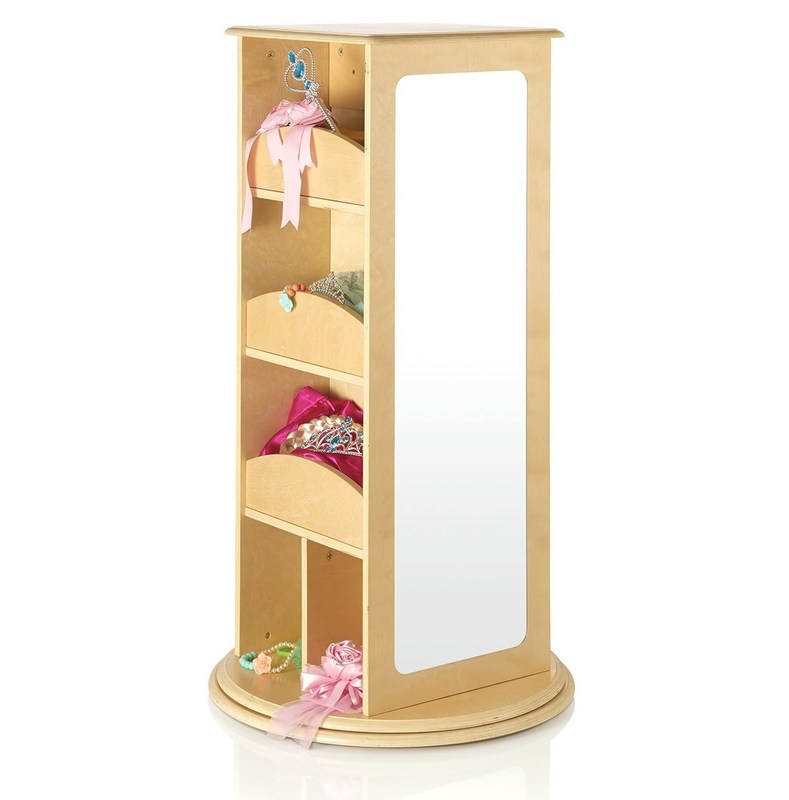 Kinders Pretend Play Rotating Dress Up Storage met 2 spiegels en haakjes in modern ontwerp