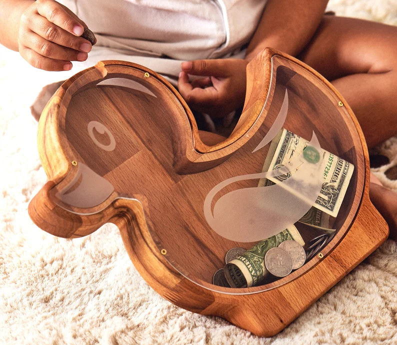 Pinijn Hout Dier Piggy Bank voor Kinderen Houten Plain Kleur Draak Vorm Bank Geld Dozen