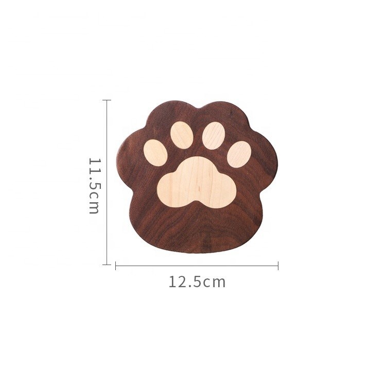 Fashion Cat Claw Shape Walnut Cup Mat Coasters 11.5x12.5x1.2cm voor aangepast logo