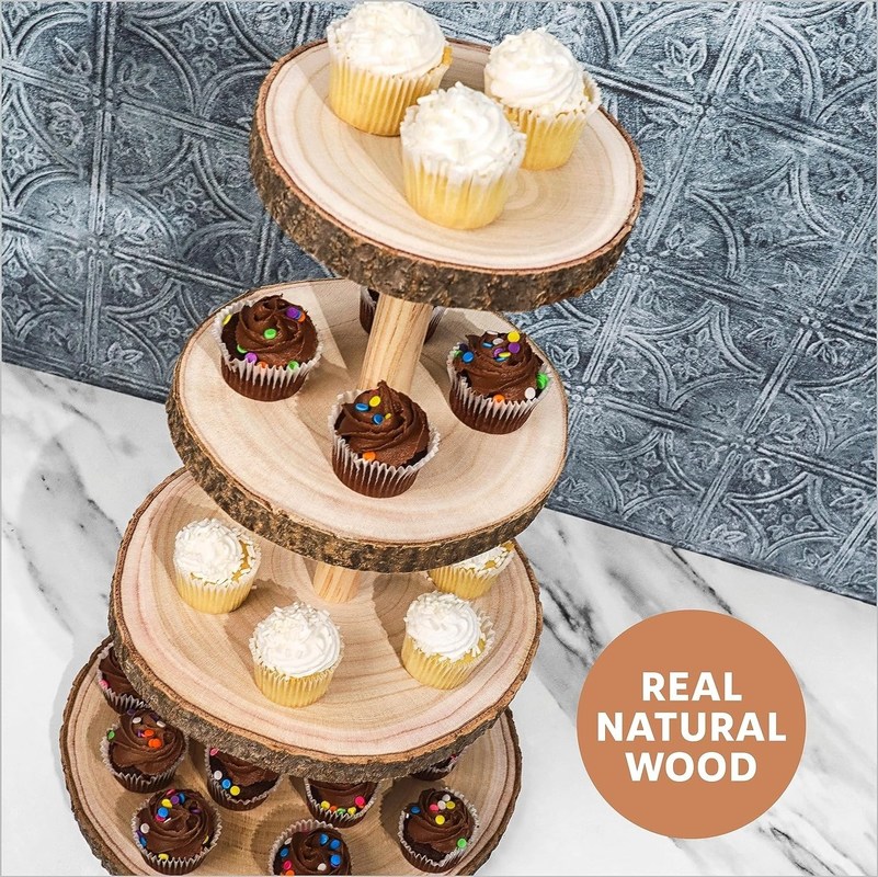 Duurzame 4 tier houten dessert toren voor bruidstaart display-gratis monster kosten