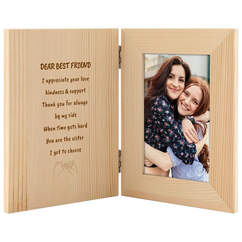 Houten stel foto frame met aangepaste laser gegraveerde persoonlijke tekst
