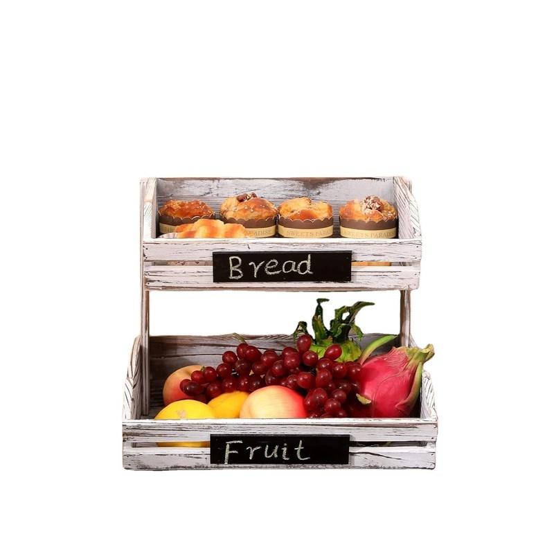 Gepersonaliseerd logo 2 Tier Boerderij Houten mand voor Keuken Eetkamer en Gastenkamer