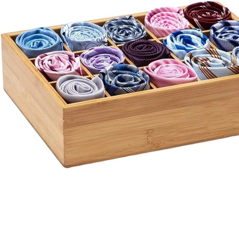 15 Compartiment Bamboe opslag organisator voor riemen stropdassen BH's broek sokken Juwelen