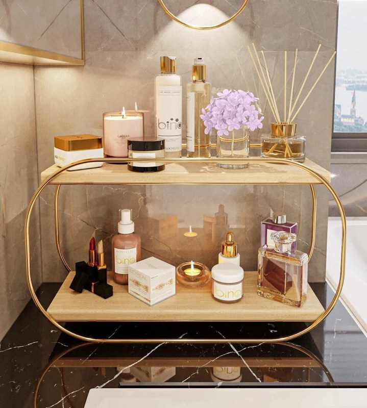 Badkamerplank Houten tray vanity countertop organisator voor make-up parfum opslag