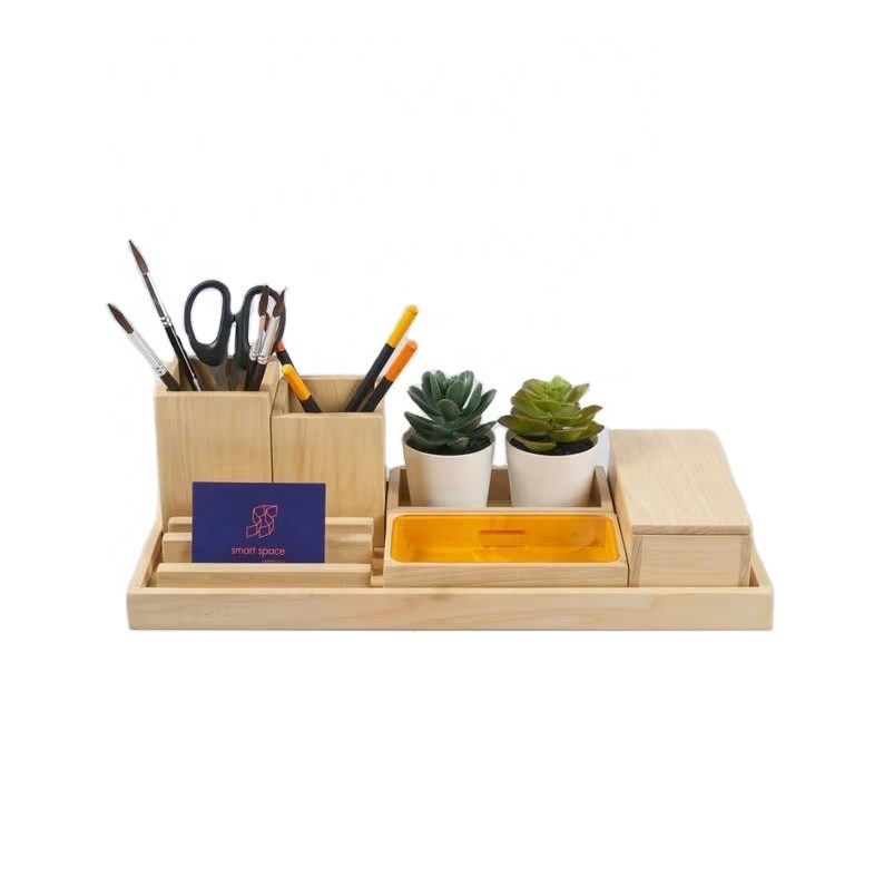 Custom Houten Desktop Accessoires Set Perfecte cadeau voor mannen Office Organisatie