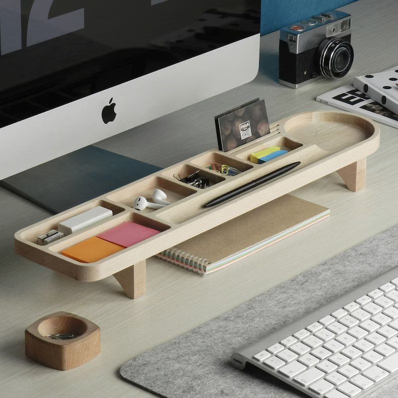Office Desk Organizer met potloodkas en aangepast logo Hout Caddy Telefoonstaand