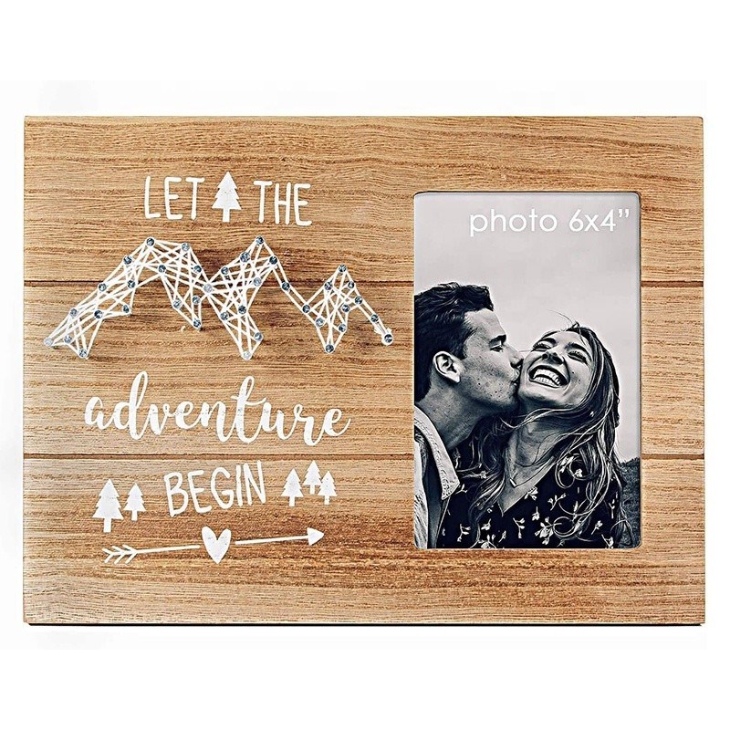 Houten rustieke stijl Verlovingsgeschenk Bruiloftscadeau String Art Foto frame DIY Picture Frames